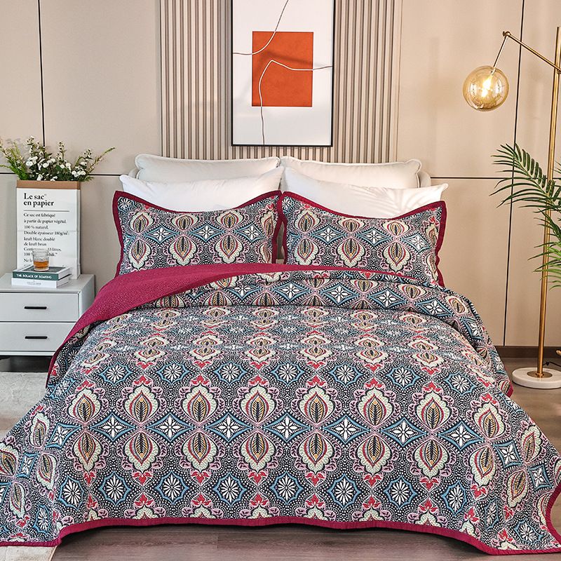 Gestepptes Bettwäscheset aus Baumwolle – 3-teiliges Sommer-Bettdeckenset mit Aufdruck und Stickerei, leicht und atmungsaktiv, für Queensize-/Kingsize-Betten_voghion.com