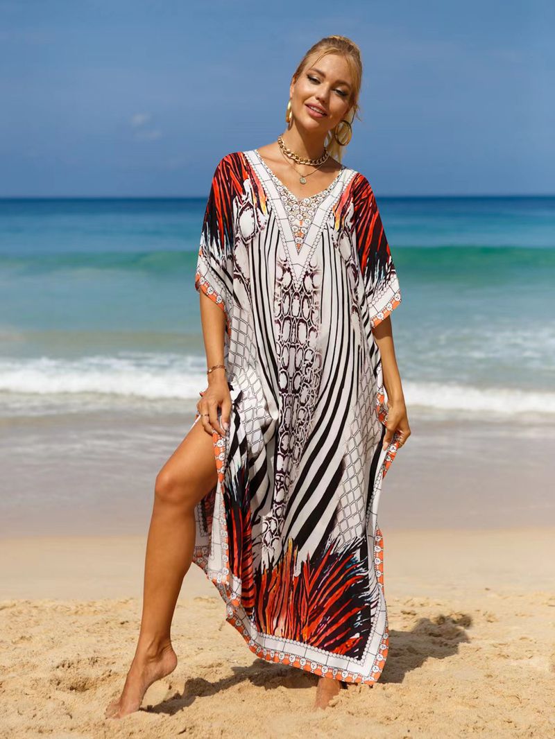 Bohemian Beach Cover-Up Kleid – Leichte und atmungsaktive Tunika aus 99 % Baumwolle für Damen, übergroßes, fließendes Sommerkleid, perfekt für den Pool_voghion.com