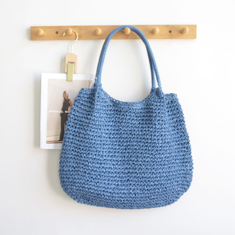 Borsa a tracolla da donna, versatile, alla moda e di grande capacità, semplice ed estiva, in paglia, 2023_voghion.com