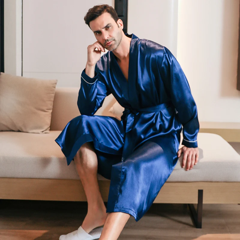 Pijama de seda gelada RYYD - Roupa de dormir masculina | Tamanho grande | Para o ano todo_voghion.com