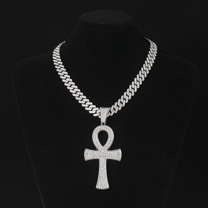 Pingente de chave de diamante completo personalizado liga colar acessórios fivela de segurança hip hop corrente cubana_voghion.com
