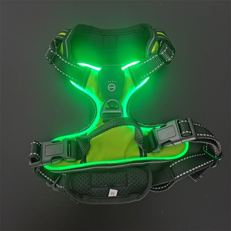 Pet LED Night Reflective Light-Up Harness Warning Dog Vest Type-C Charging_voghion.com