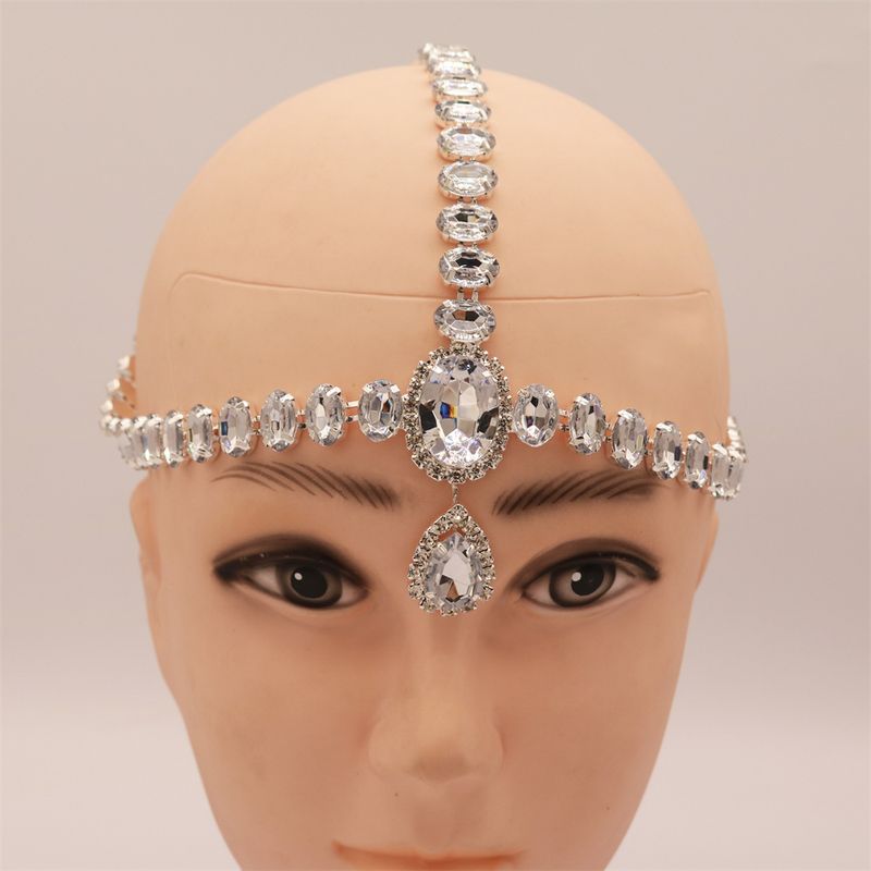 Neue böhmische Feng Shui Diamant Haar Mode Wassertropfen Anhänger Stirnkette Damen Hochzeitsaccessoires_voghion.com