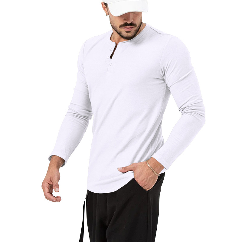 T-shirt girocollo autunno 2024, pullover ampio, maglietta casual da uomo a maniche lunghe_voghion.com