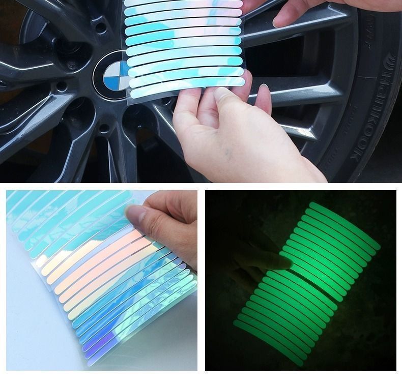 Vélos, motos, voitures, véhicules électriques, moyeu de roue réfléchissant, avertissement nocturne, décoratif personnalisé_voghion.com