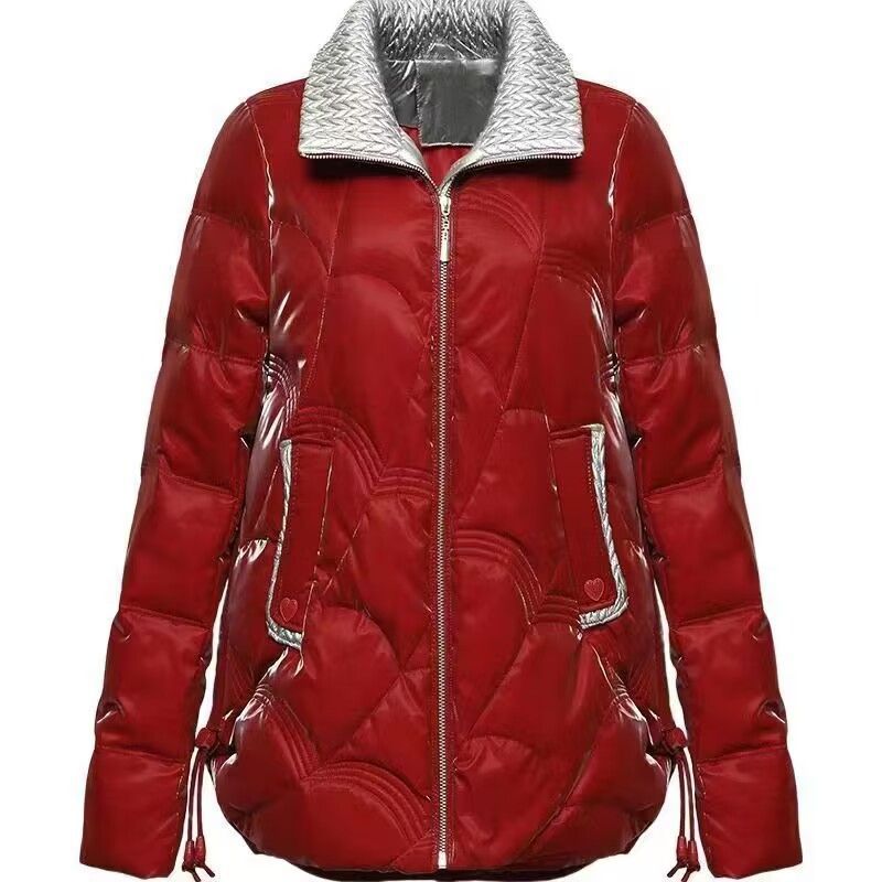 Damenbekleidung Hochwertige perlmuttfarbene, waschfreie Wintermäntel aus Baumwolle für Damen, modische, kurze, dicke, vielseitige Winterjacke_voghion.com