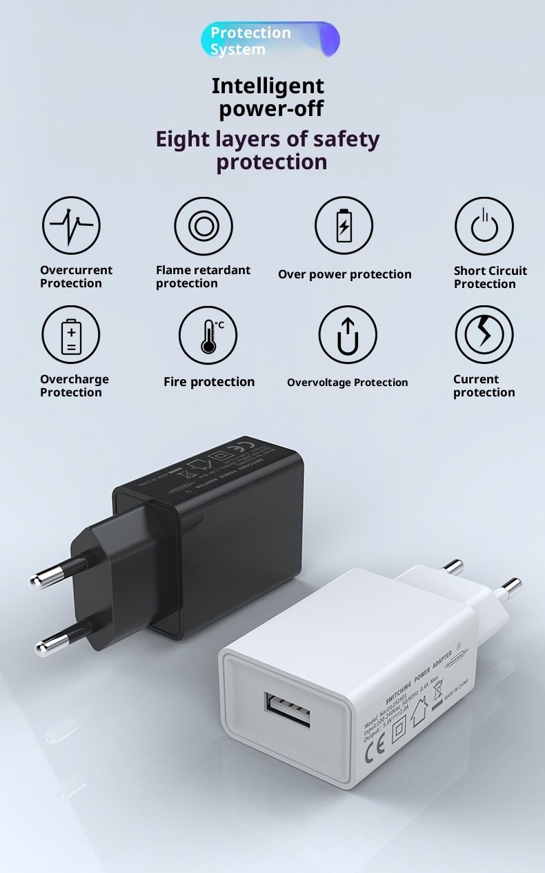 EU Standard 5V2A Charger Dual Port USB Charging Head CE Mobile Phone Power Adapter ROHS Certification Wholesale_voghion.com
