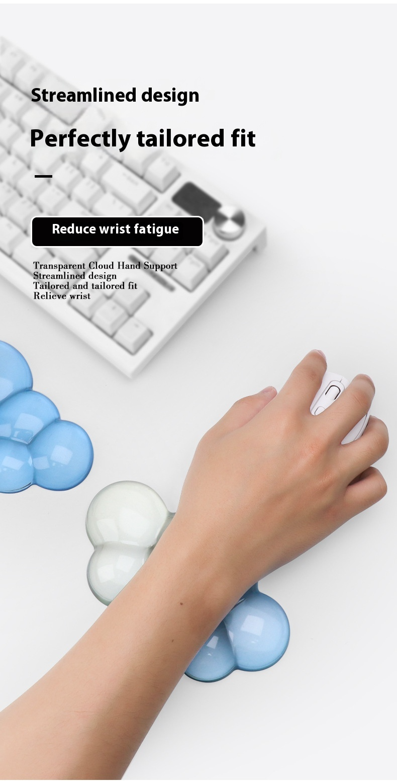 Cloud Keyboard Hand Rest Silicone Transparent Wrist Rest Gradual Change Mouse Pad Office Mouse Hand Rest_voghion.com