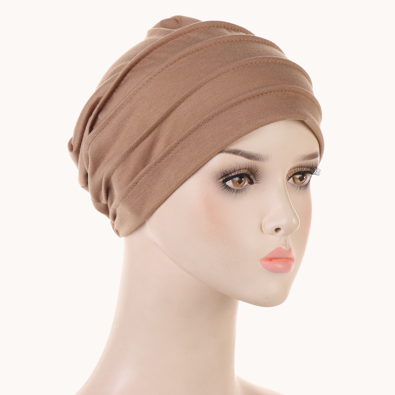 women's elastic pleated hexagonal hat Muslim base hat in stock_voghion.com