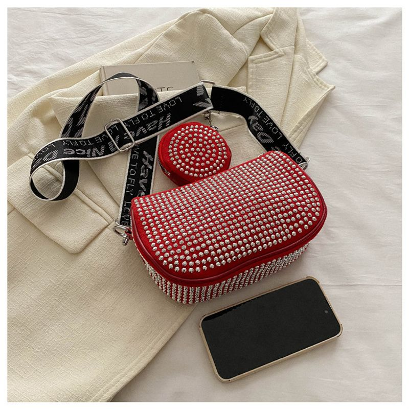 Modische Damentasche schlichten Strass-Intarsien, modieuze Umhängetasche mit een Schulter, trendy Handtasche für_voghion.com