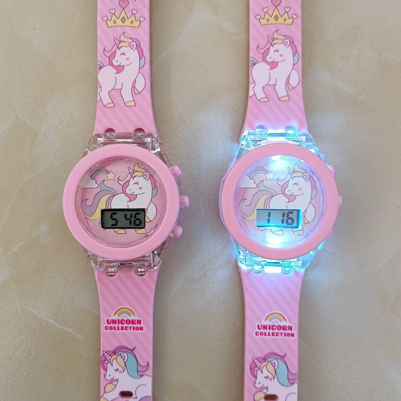 Mädchen Kinder Kinder Cartoon Einhorn Sammlung Digital Elektronische Flash Glow Up Licht Bunte Geburtstag Party Geschenke_voghion.com