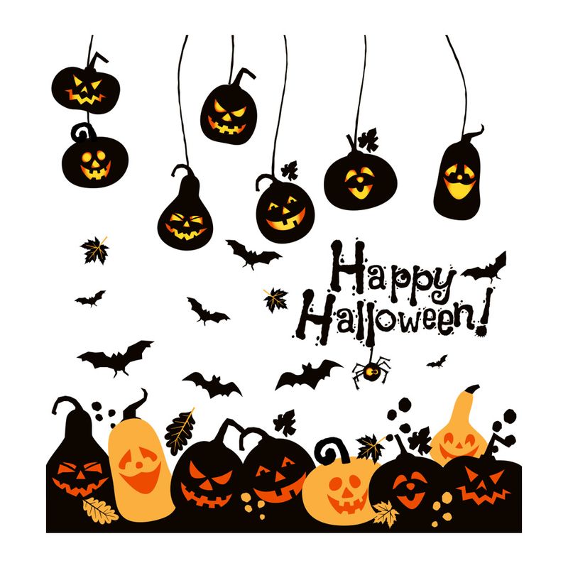 Teufel Kürbis Fledermaus Halloween Aufkleber Wohnzimmer Urlaub Dekoration Wandaufkleber_voghion.com