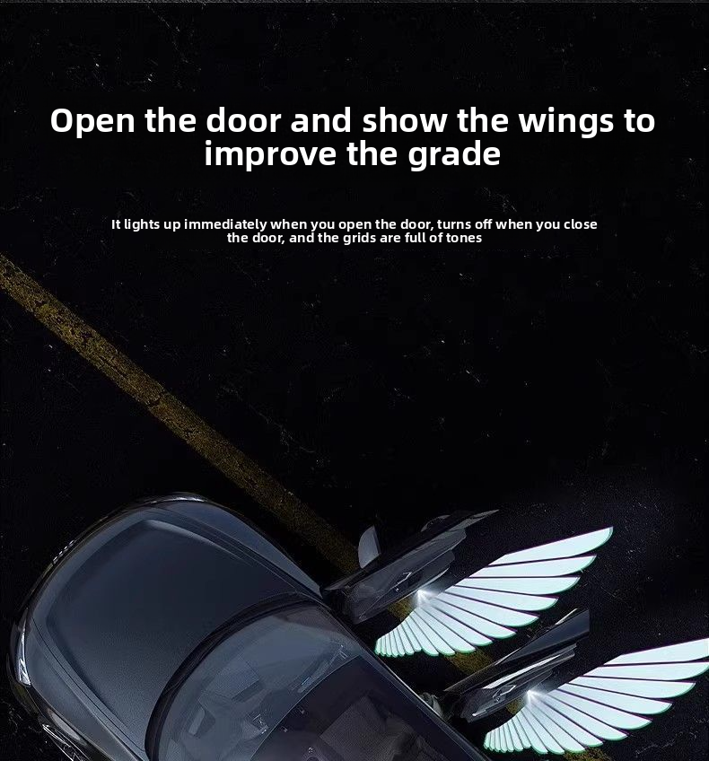 Luce di benvenuto da pavimento con proiezione ad ala d'angelo, decorazione d'interni, senza cablaggio, sensore di apertura portiera auto_voghion.com