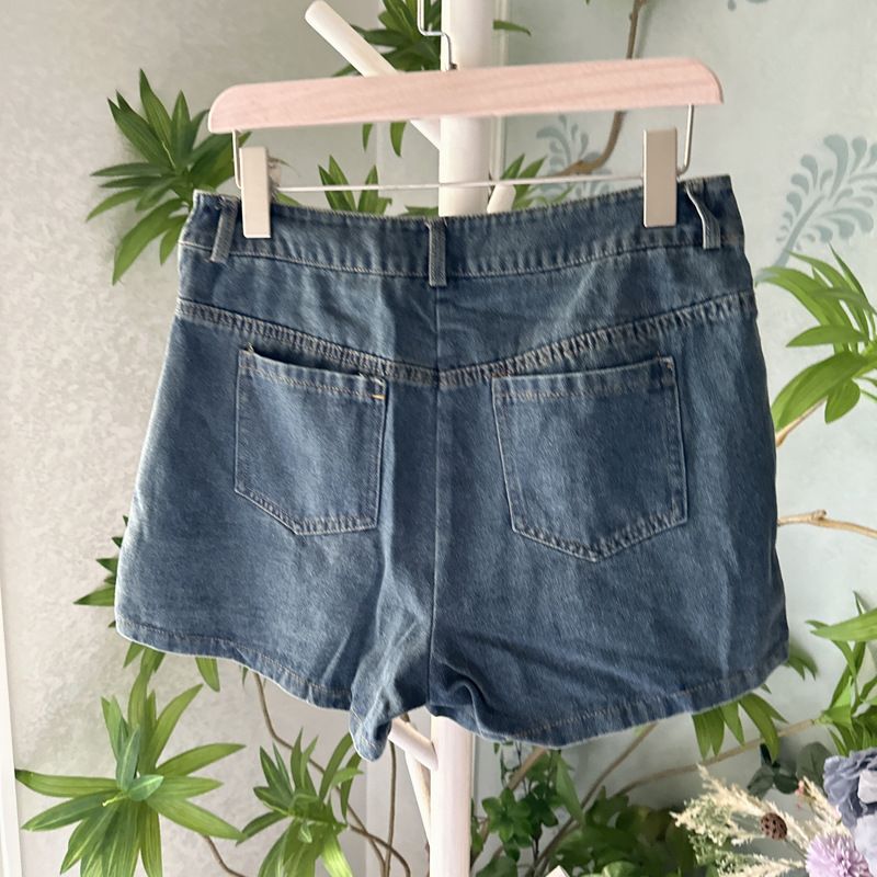 Damenbekleidung Anzug lässig Jeanshemd unregelmäßiger Jeansrock Hose zweiteiliger Anzug_voghion.com