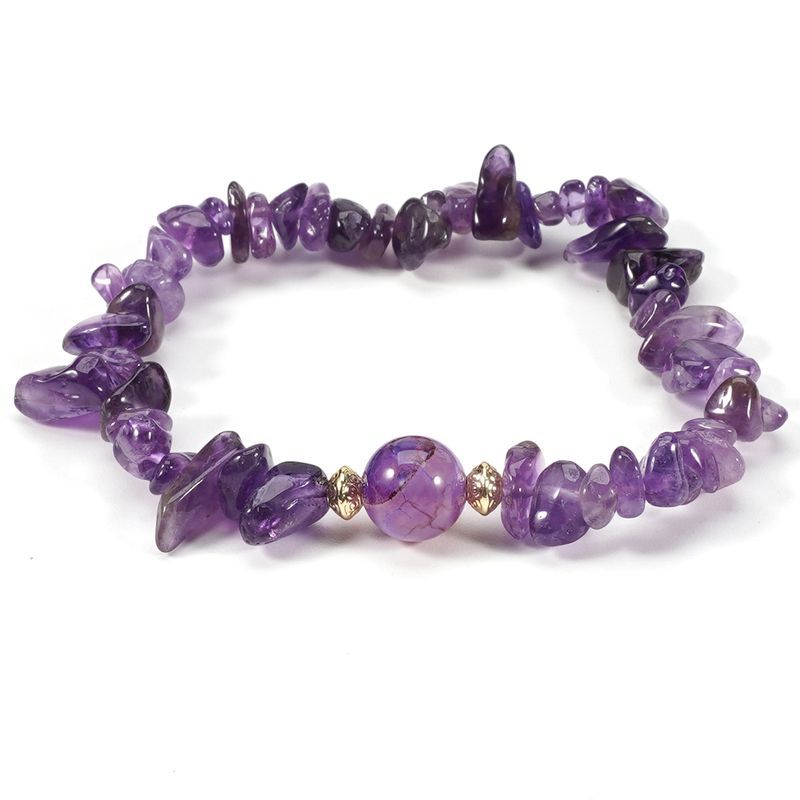 Braccialetto in pietra naturale con perline rotonde in cristallo viola da 8 cm, con etichetta a farfalla, set di personalità semplice_voghion.com