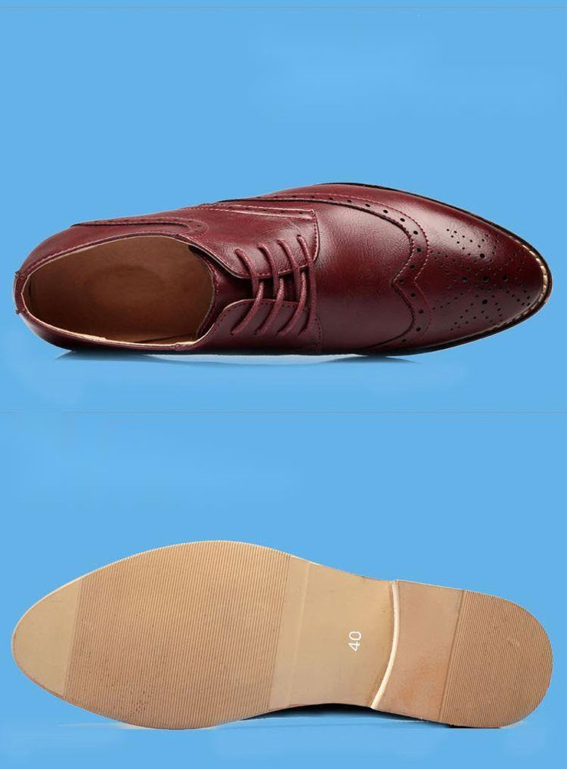 Men's Formal Oxfords Leather Lace-Up Dress Shoes for Wedding Party Non-Slip Business Pointed Toe_voghion.com