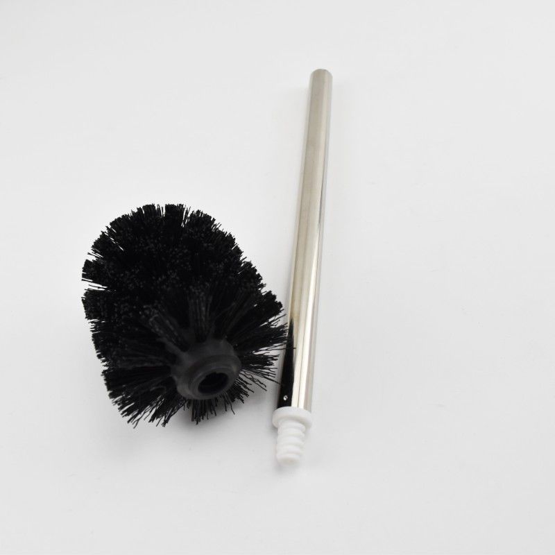 Scopino per WC nero e manico in acciaio inox, scopino per WC con setole ad alta densità per bagno, orinatoio corto, nero_voghion.com