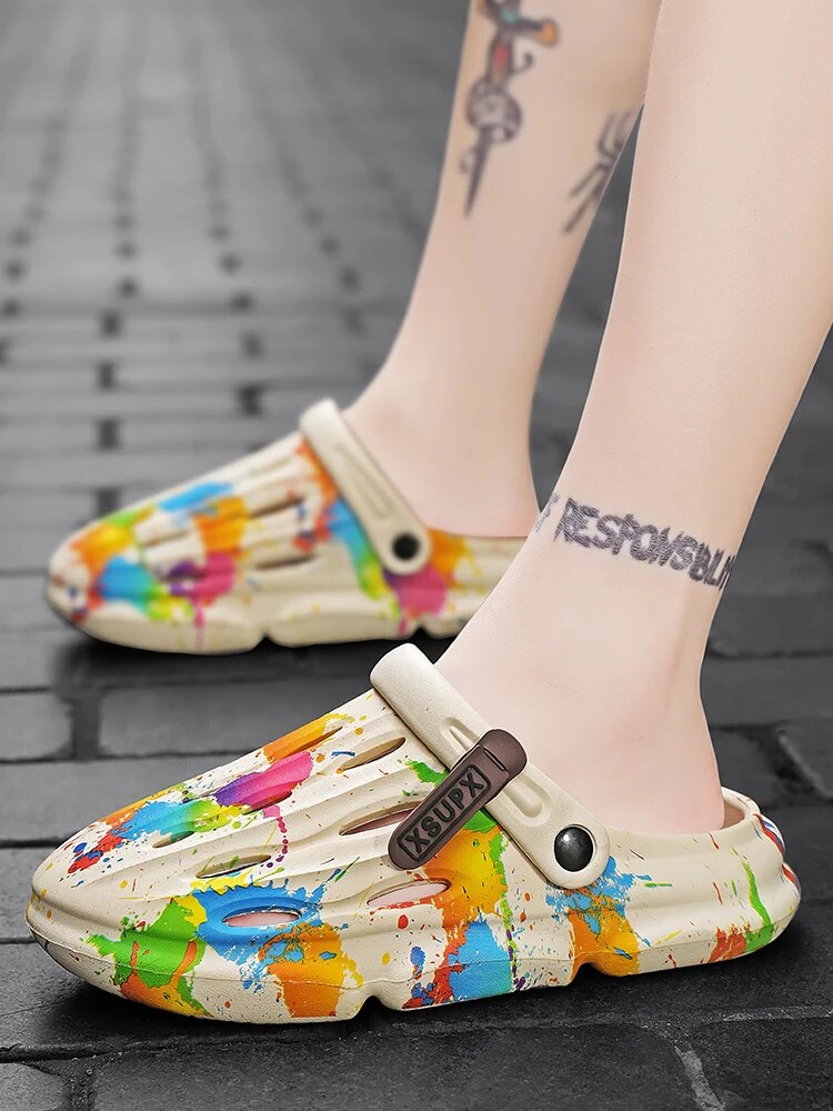 Slippers Beach Hollow Hole Man Platform Sandals Summer Men Casual Shoes EVA Slides Outdoor Flip-Flops_voghion.com