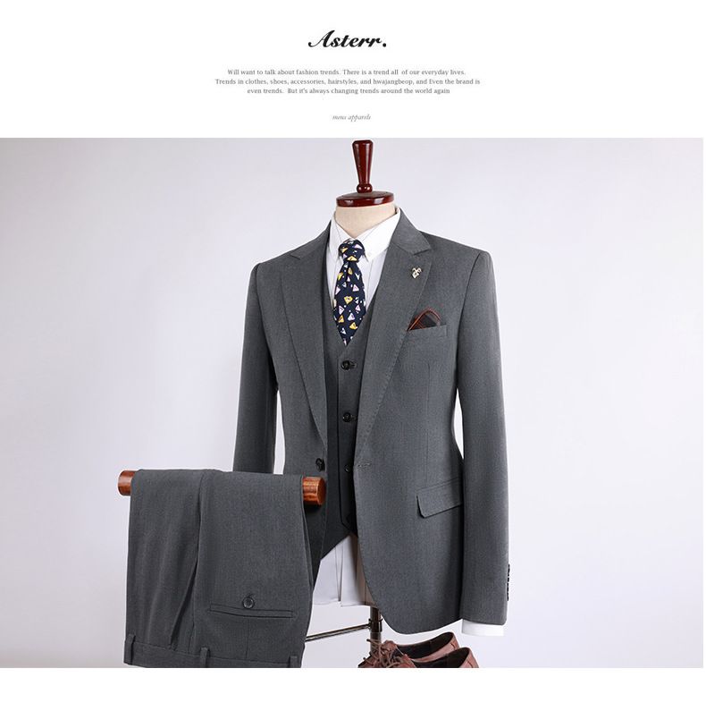 Herrenbekleidung Slim Fit Herrenanzug-Set – Professioneller Business-Blazer und Anzughose aus knitterfreiem Stoff (Optionen: Jacke + Weste + Hose)_voghion.com