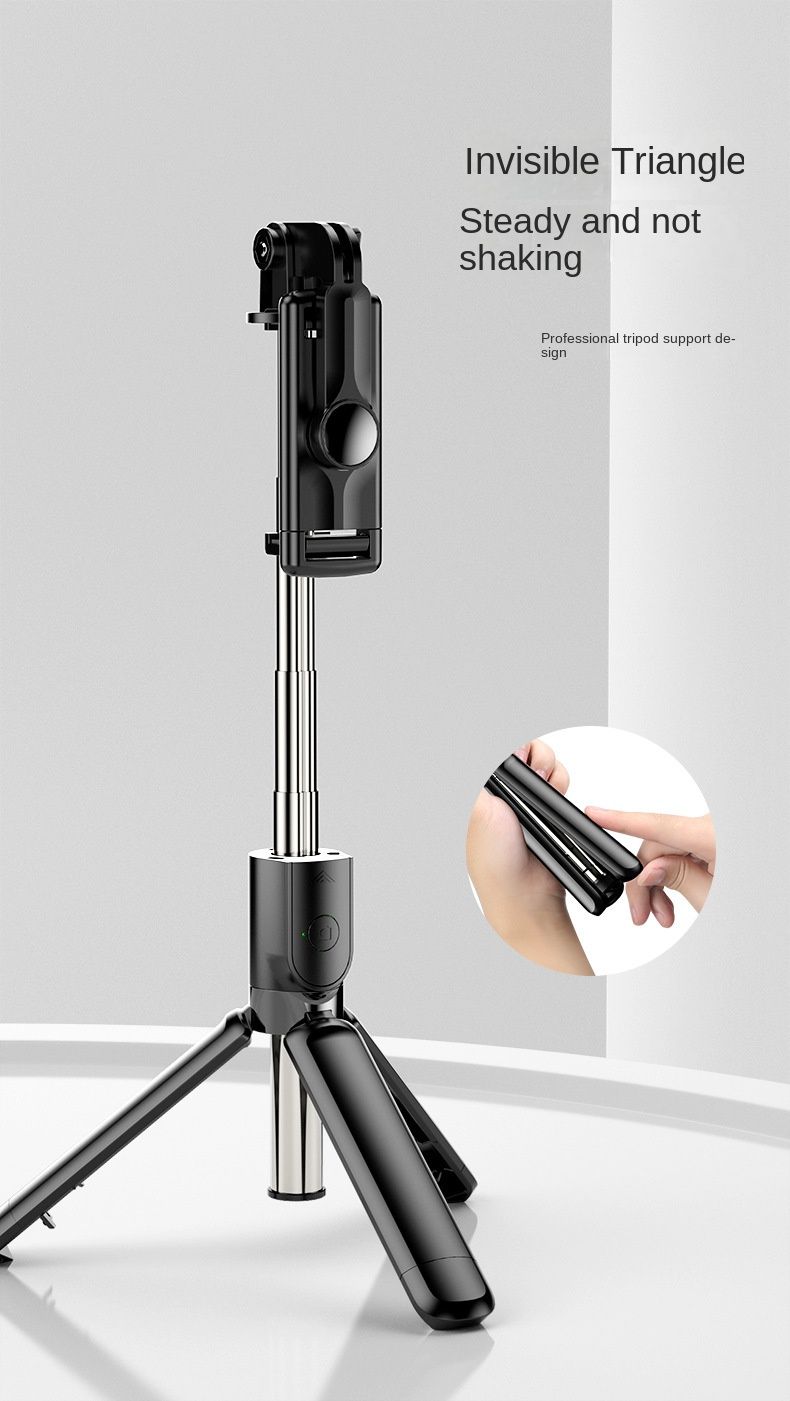 360 Grad rotéierbar Handheld Anti-Shake mat Bluetooth Selfie Stick an Stativ fir Live Iwwerdroung_voghion.com