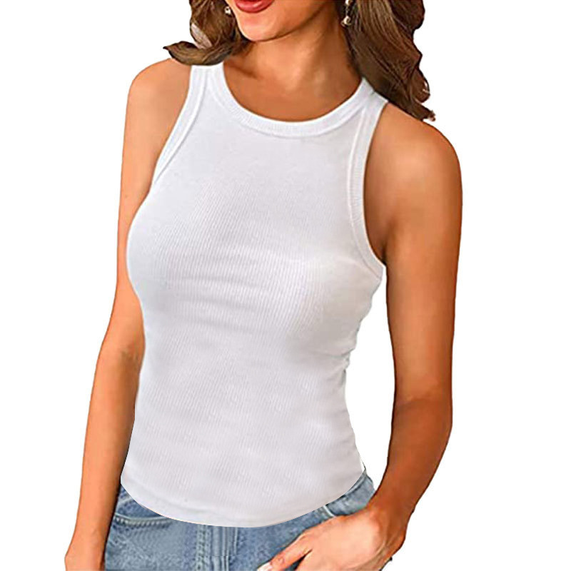 Damski top z dzianiny z dołem i okrągłym dekoltem, jednolity kolor, z dzianiny z dołem i górą_voghion.com