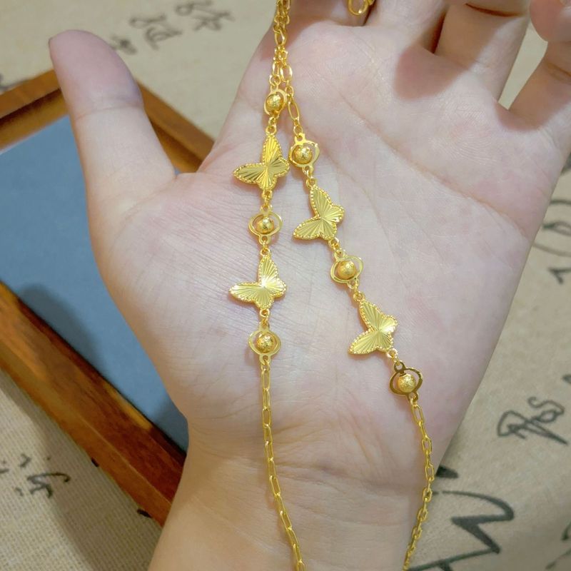 Shajin Double Butterfly Love Bead Bracelet Donna Oro Acquista Stesso Stile Ragazza Flash Elegante Tutto-fiammifero Regalo di Gioielli di Alta Qualità_voghion.com