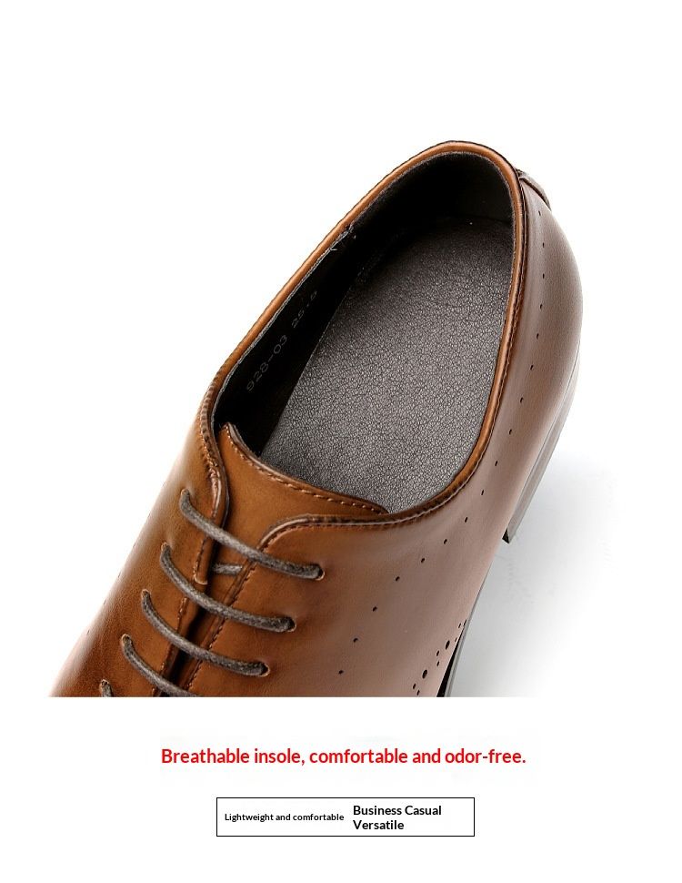 Chaussures de ville Oxford en cuir pour homme WalkPrime, collection printemps 2024, style brogue sculpté, style derby, élégantes et raffinées, fabriquées à la main et polies._voghion.com