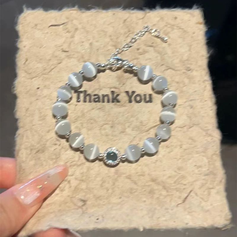 Pure Silver Sea Blue Treasure Cat Eye Stone For Women, Niche, Light Luxury Temperament, High Beauty Value, Exquisite And_voghion.com