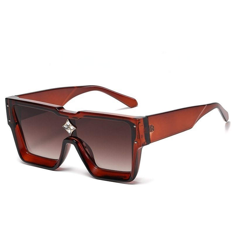 Neue Mode-Sonnenbrille mit großem Rahmen, europäische und amerikanische einteilige Sonnenbrille mit quadratischem Rahmen, Herren- und Damen-Persönlichkeits-Diamant-Reis-Nagel-Sonnenbrille_voghion.com