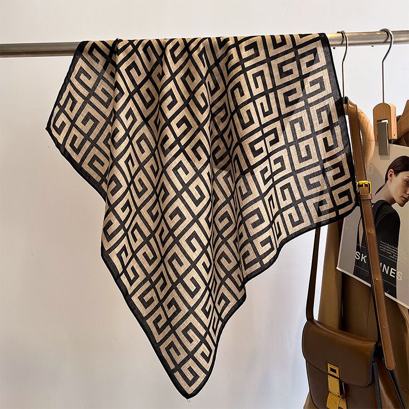 Huizi Geometry Small Square Donna Moda Inverno Calore Scialle stile occidentale Sciarpa professionale primavera autunno_voghion.com