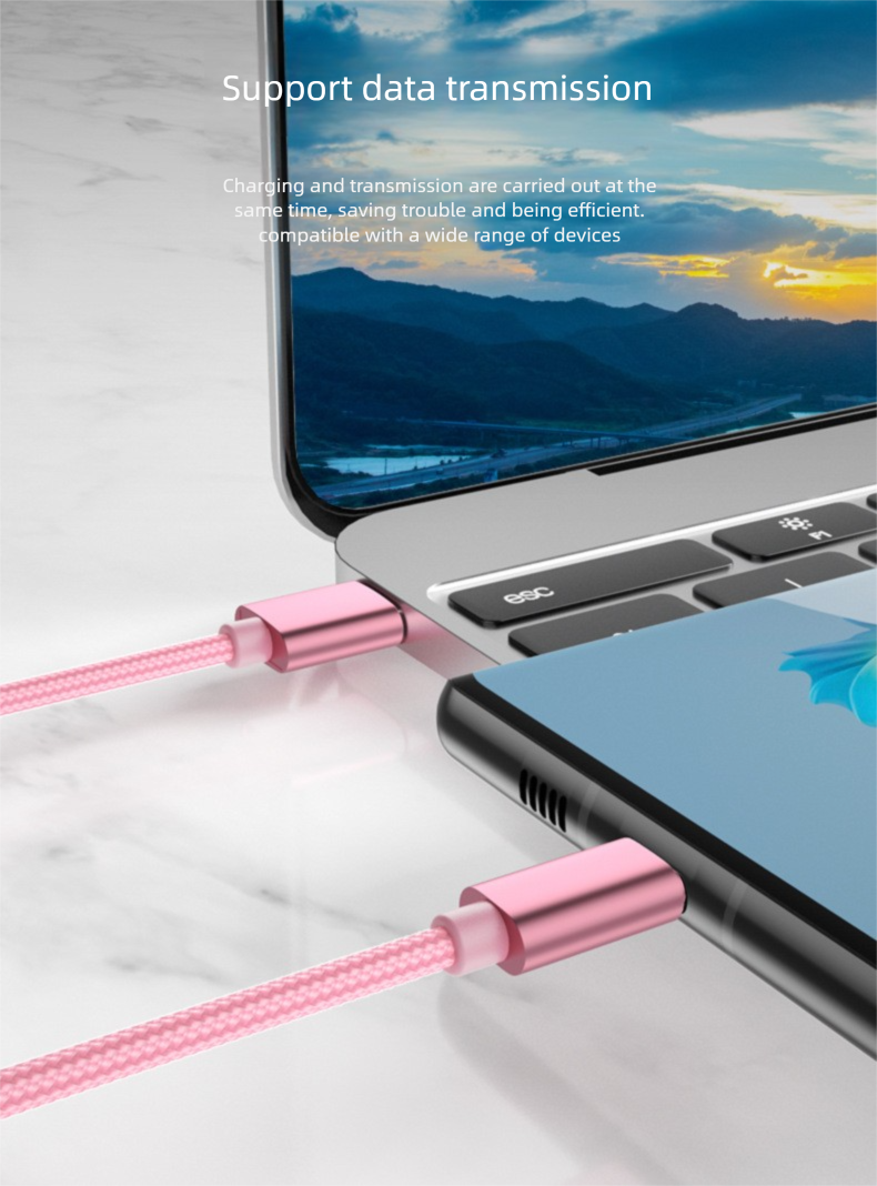 Nylon Data Compatible With IPhone Android USB Fast Charging Cable_voghion.com