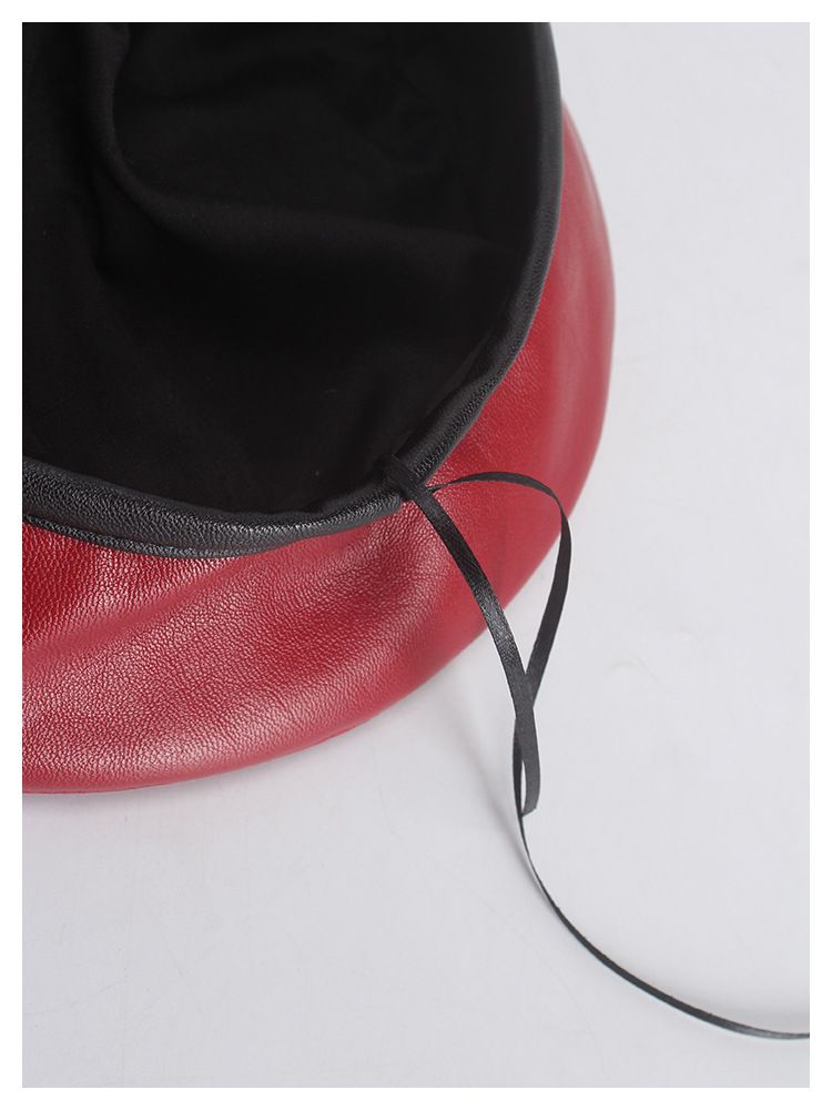 Neuheiten BUTTERMERE Leder Frauen Französisch Militär Baskenmütze Weibliche Rote Damen Kürbis Hut Einstellbar Vintage Herbst Winter Schiebermütze_voghion.com