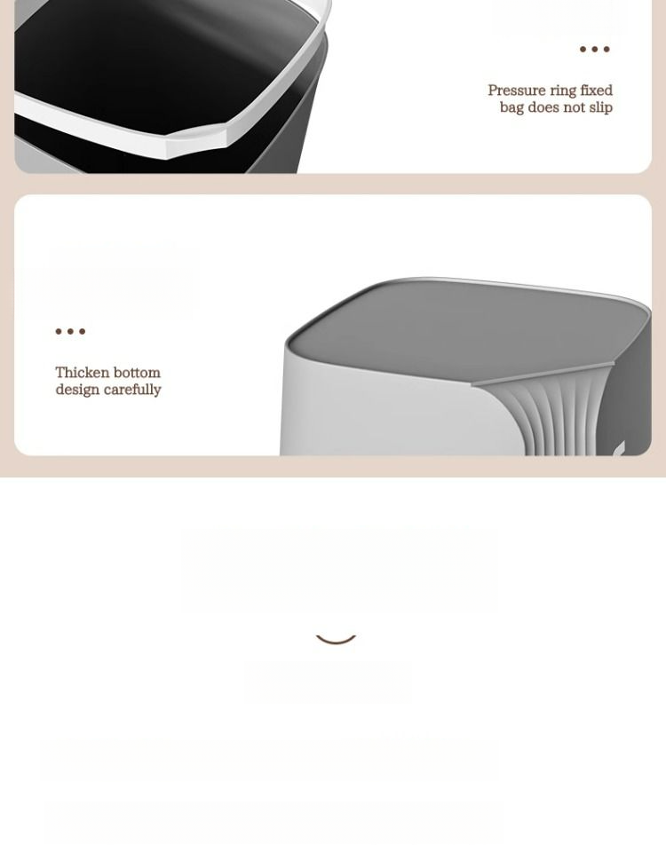 Cestino per la spazzatura quadrato color-block nordico per uso domestico, grande capacità, senza coperchio, con anello di pressione, per camera da letto, bagno e cucina_voghion.com