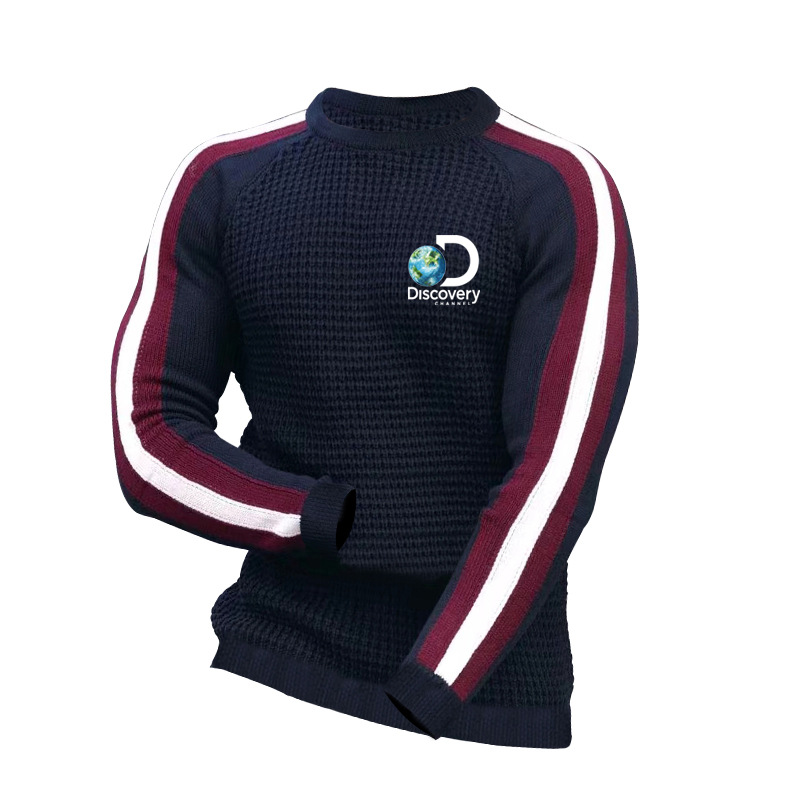 Tendenza pullover girocollo a maniche lunghe a quadretti piccoli da uomo primavera e autunno 2024_voghion.com