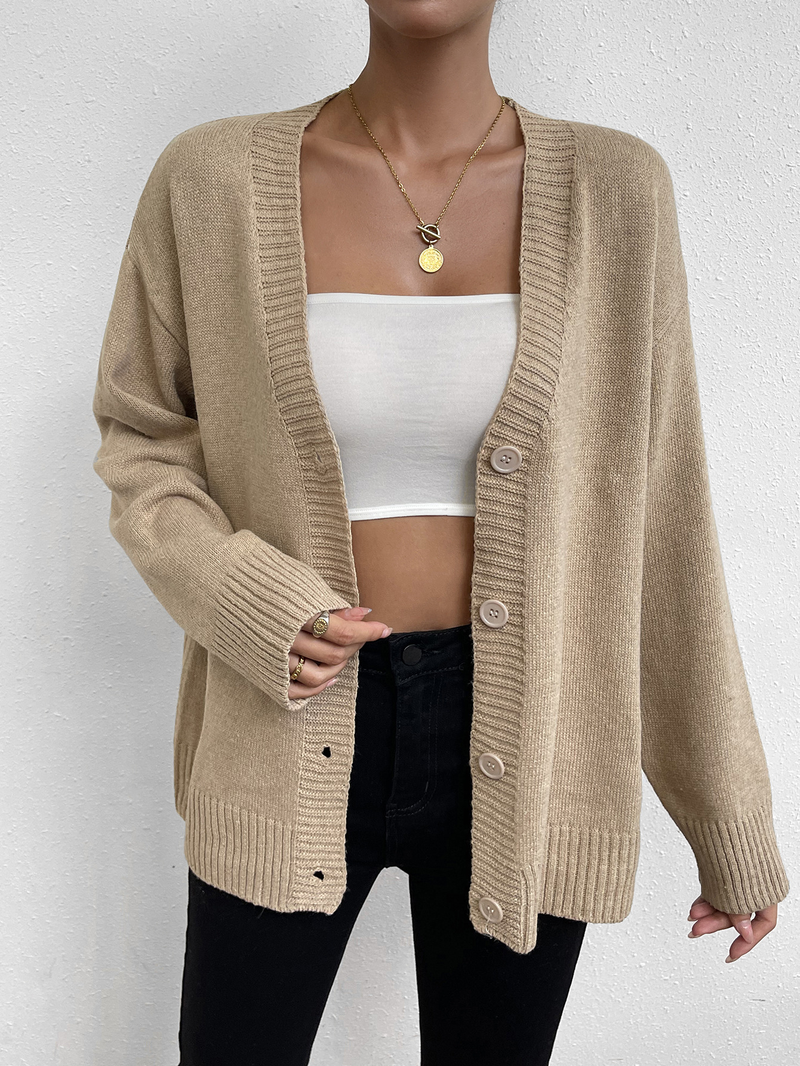 Damenbekleidung ins Pullover-Cardigan mit Knopfleiste für Damen_voghion.com