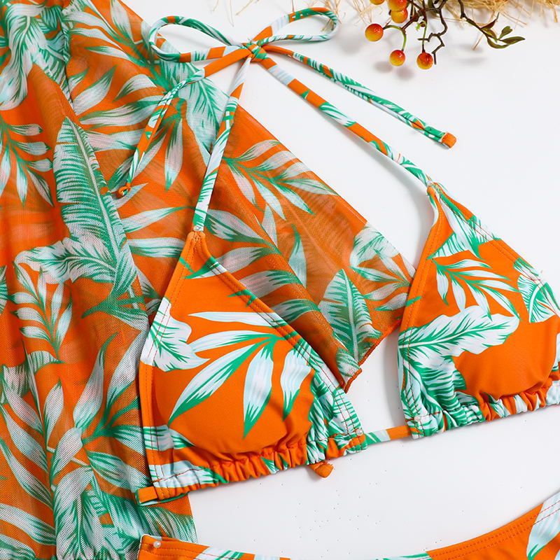 Női ruházat Háromrészes Bikini Beach fényvédő, nyomtatott fedős fürdőruha női _voghion.com