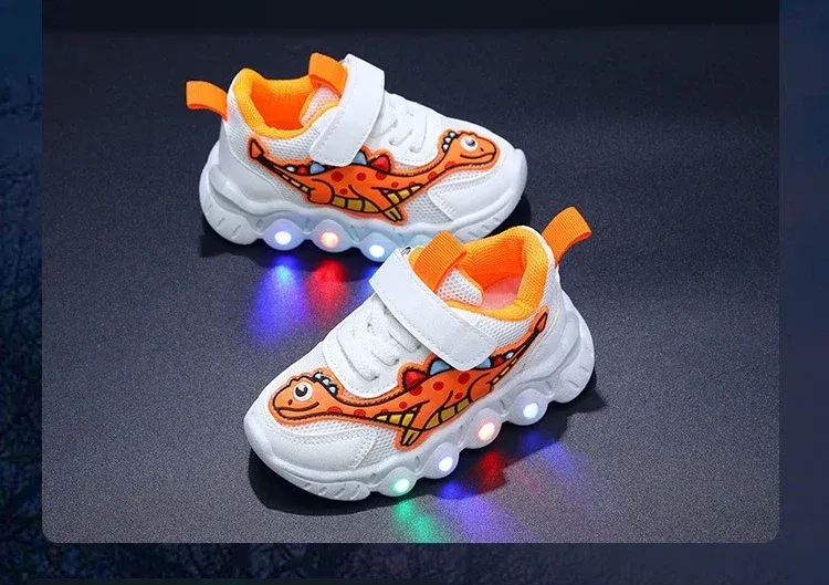 LED Niedlichen Cartoon Jungen Casual Sneaker Für Kinder Mädchen Mesh Atmungsaktive Beleuchtung Schuhe Baby Beleuchtet Schuh_voghion.com