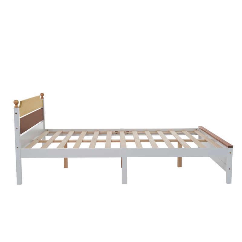 Doppelbett 140x200cm, Kiefernholz, Kopf- Und Fußteil, Colour-Blocking, Bianco_voghion.com