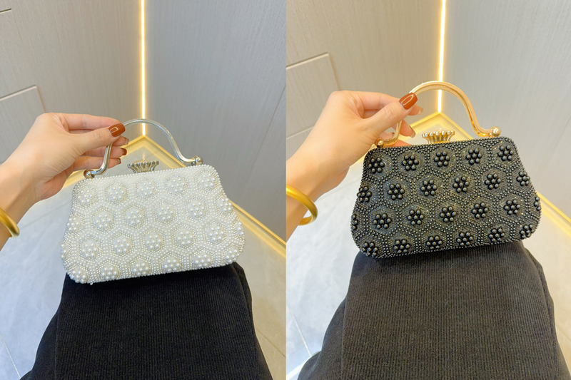 Sac à main de mariage polyvalent en perles pour femmes, sac de dîner à bandoulière asymétrique épaule dénudée, nouvelle collection_voghion.com
