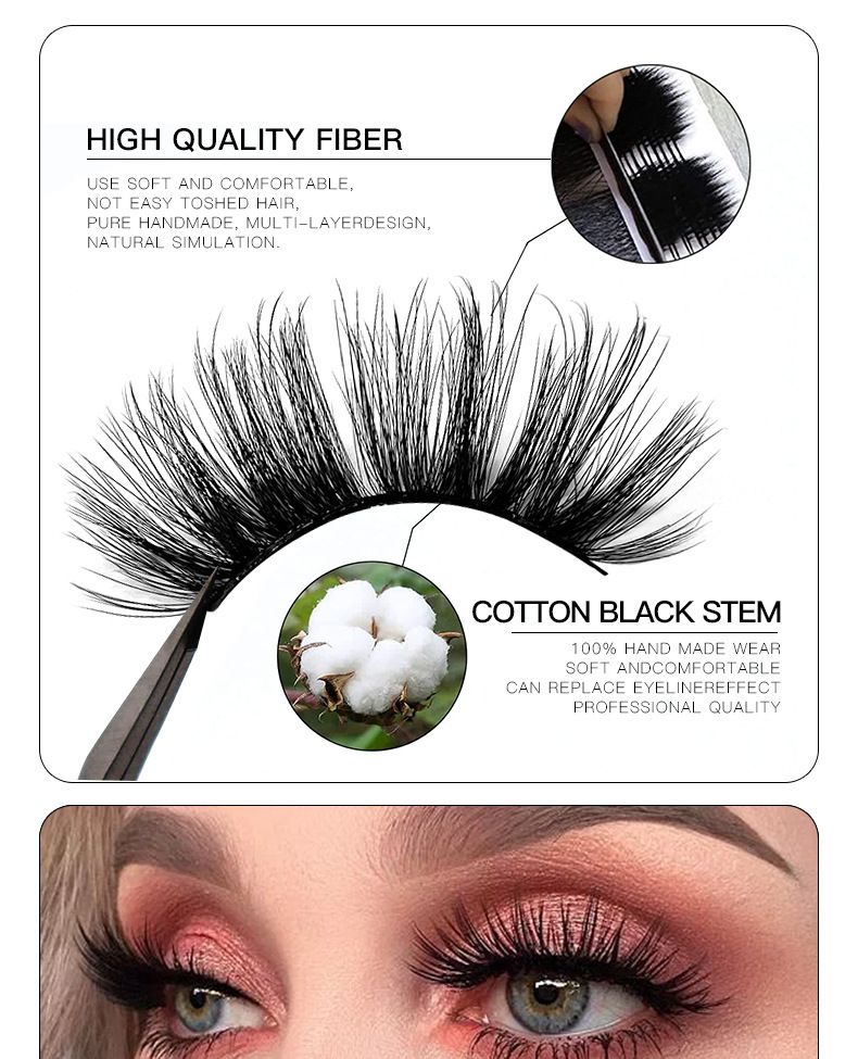False Eyelashes Natural 3D Three Dimensional Multi Layer Thick Curled False Eyelashes 7 Pairs Of Simulation Long Eyelashes_voghion.com