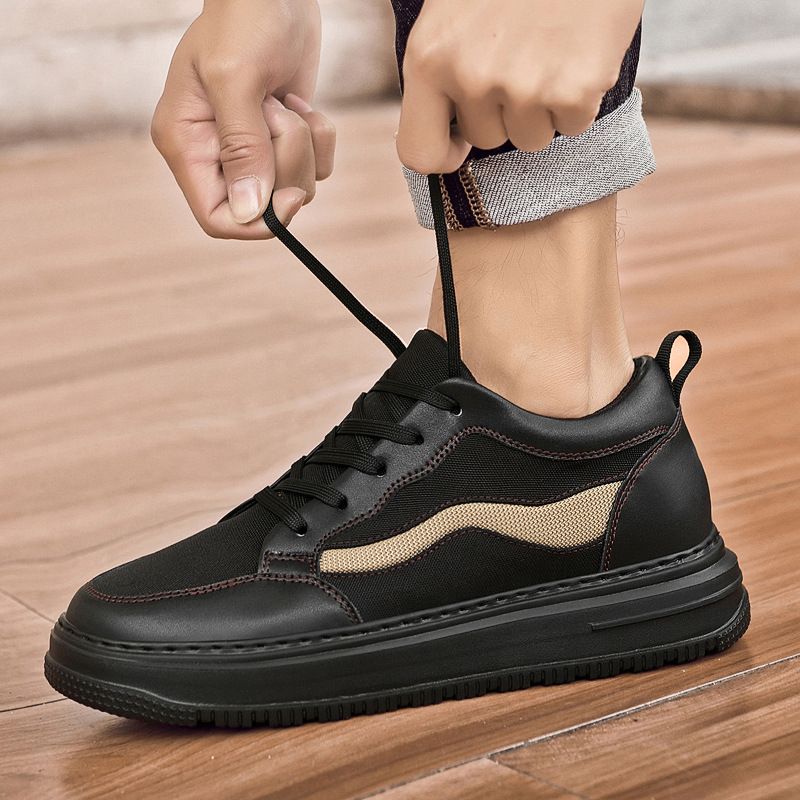 Invisible Inner Heightening Board Shoes Little White Shoes Sports Casual Shoes Non-slip Thick Baseplate Shoes Round Head Men_voghion.com