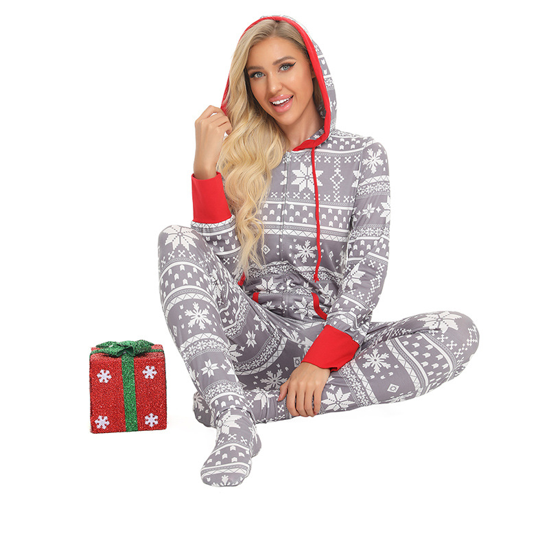 Women's Christmas printing new home clothes pajamas new holiday parent child clothing_voghion.com