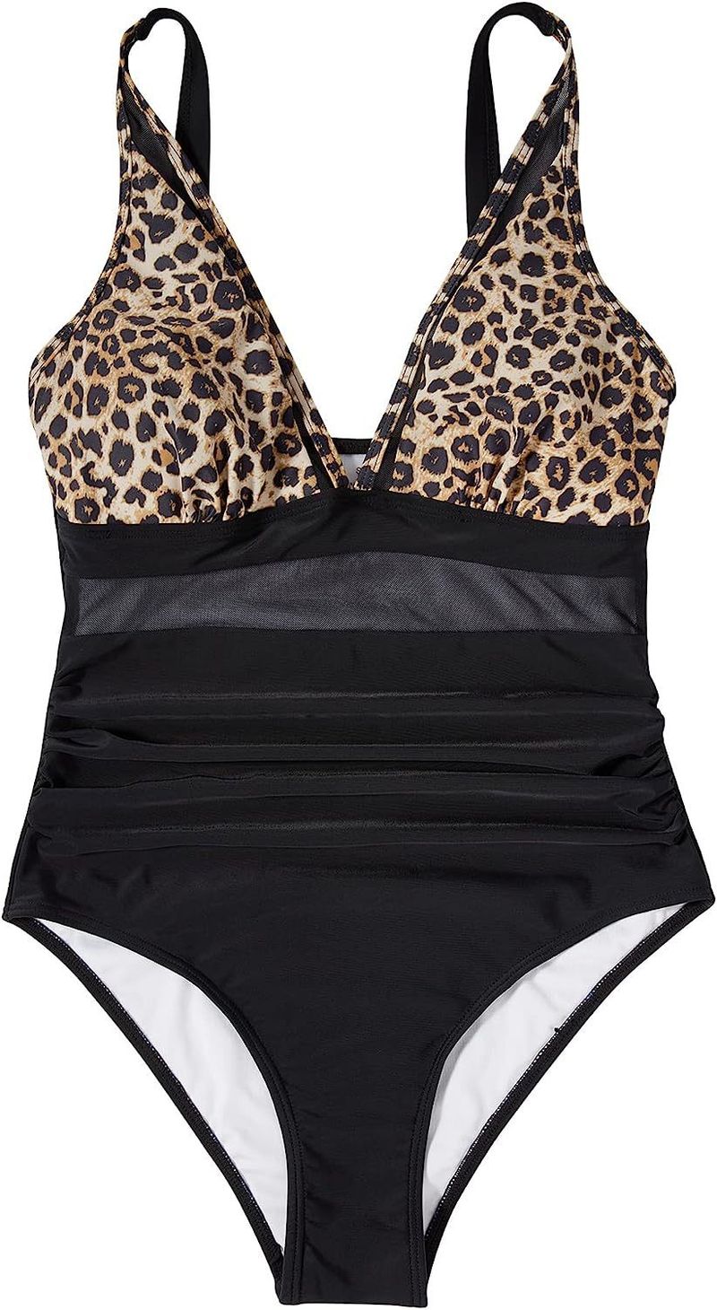 Sexy Cut-out Mesh Deep V Bikini Swimsuit_voghion.com