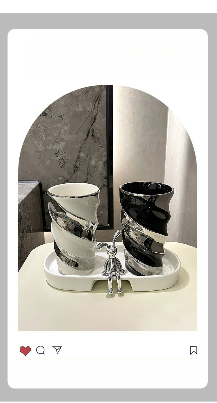 Bicchiere portaspazzolino in ceramica ACZT Kähler - Set per coppie premium con design igienico_voghion.com