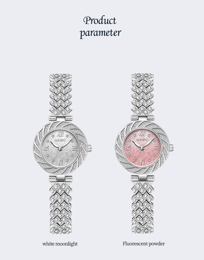 Elegant Women's Diamond Watch Bracelet Set - Stainless Steel Band, Quartz Movement, Water Resistant To 30M, Fashionable Minimalist Design_voghion.com
