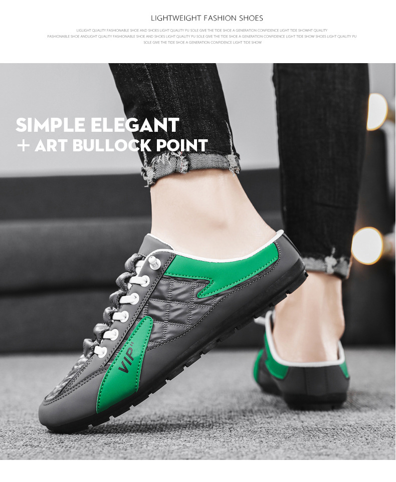 2023 Spring New Men's Shoes Korean Version Trendy All-match Casual Shoes Lazy slip-on semi-trailer shoes Doudou shoes men_voghion.com