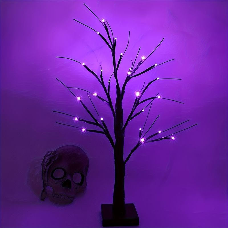 1 peça de luzes LED de estilo clássico para decorar árvores de mesa de Halloween e Natal, suporta pilhas AA (exceto)_voghion.com