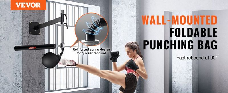 VEVOR Wall Mount Boxing Spinning Bar, Spinning Bar With Punching Ball, Adjustable Boxing Speed Trainer, Reflex Boxing Bar With Gloves, Boxing Training Equipment For Kickboxing, MMA, Fitness_voghion.com
