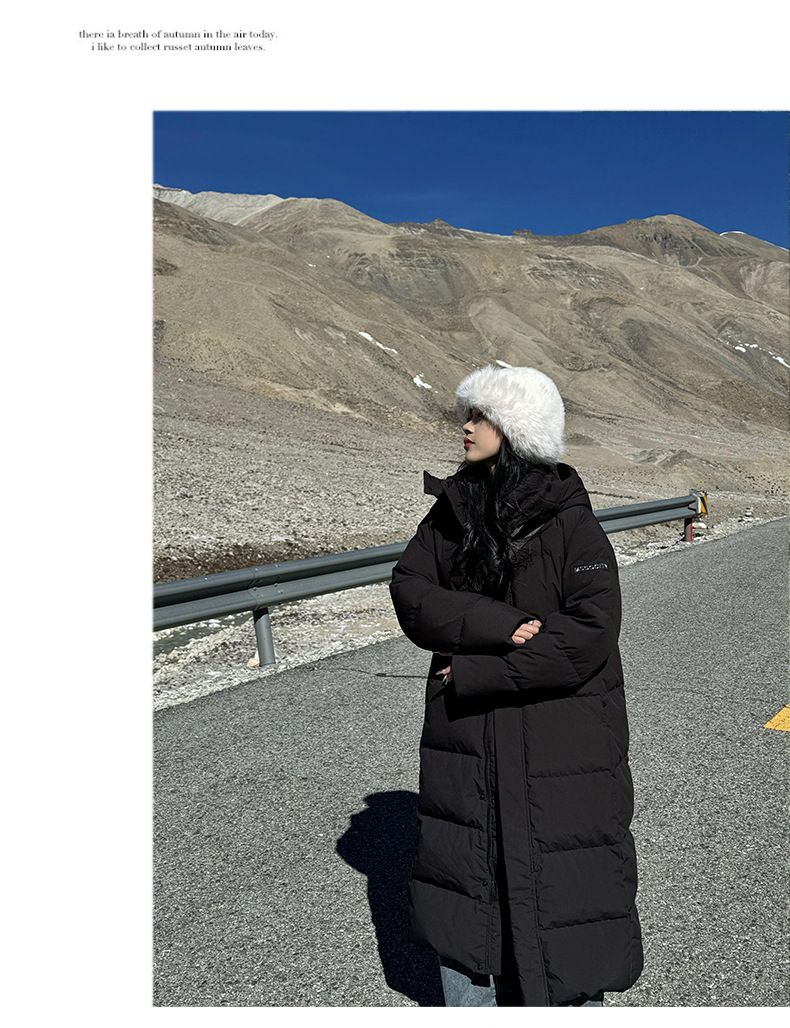 Giacca in cotone con cappuccio spessa e larga da donna in stile coreano, stile lungo, 2024_voghion.com