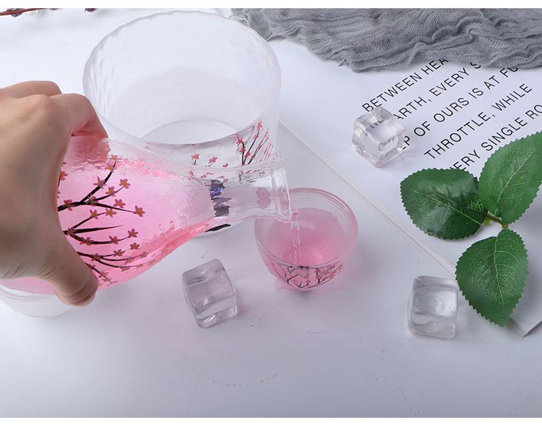 Set de pahare de vin cu amprentă mată creativă pentru sake, pahar de sake în stil japonez, pictat manual, cu flori de prun, inclusiv vin cald_voghion.com